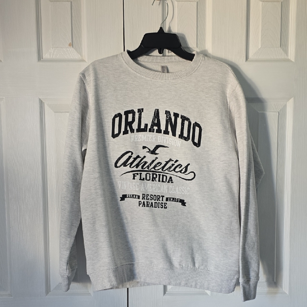 Unisex  Light Gray Sweatshirt with Black Text